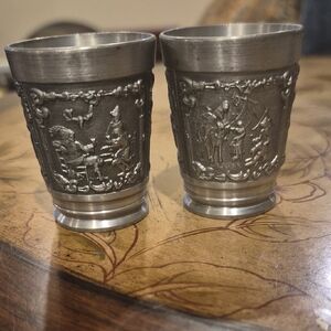 Decorative Silver Pewter Cups